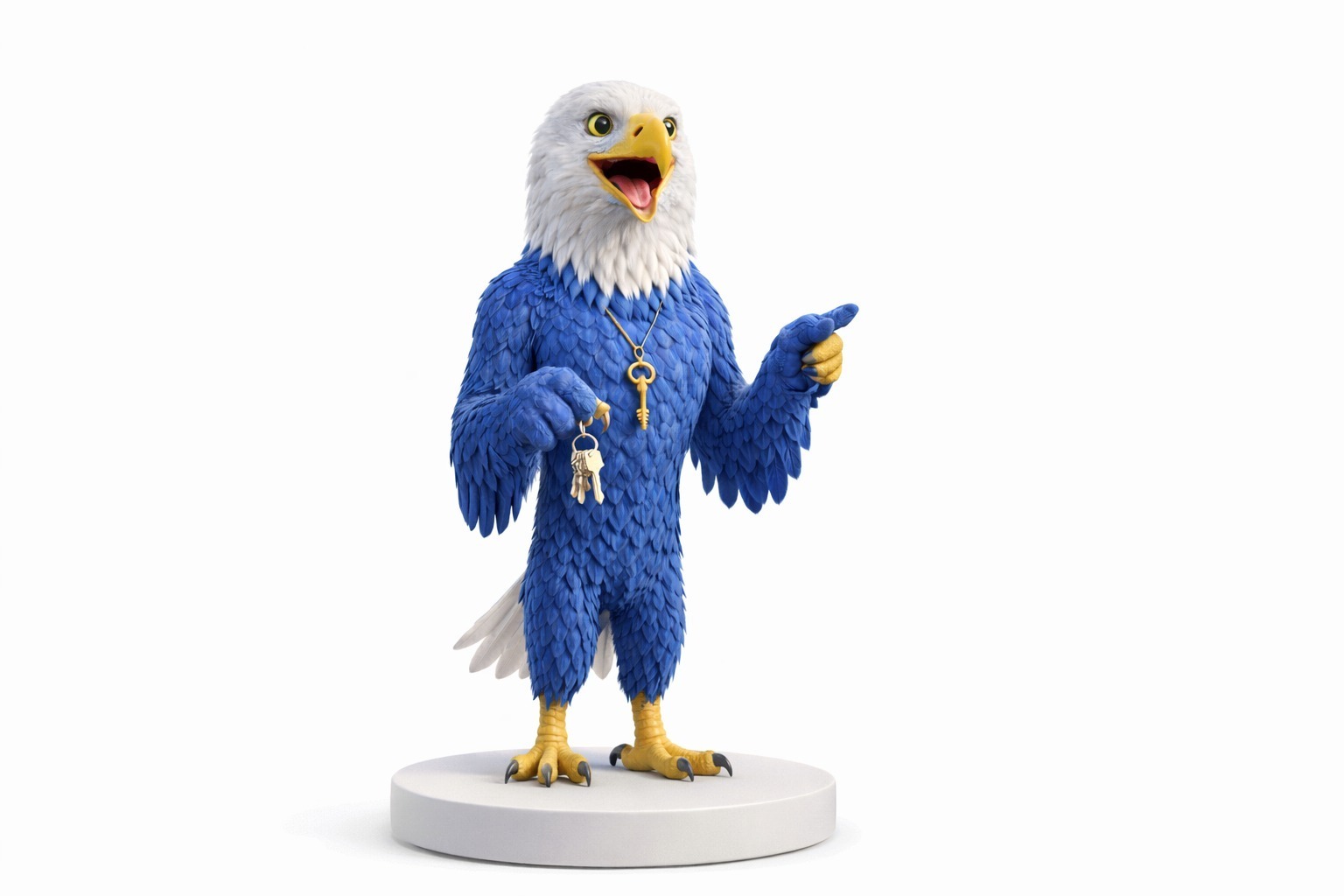 U.S. Lending Partner eagle mascot holding the keys